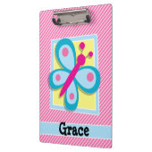 ブルーバタフライオンピンクと白ストライプ色 クリップボード (左)