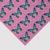 ブルーバタフライオンピンクグリッターティッシュペーパー 薄葉紙 (詳細)