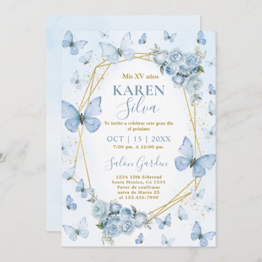 ブルーバタフライキンセアニェラ招待状 招待状 (正面/裏面)
