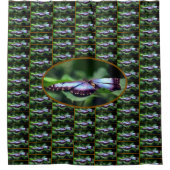 ブルーバタフライクローズアップ自然パターン シャワーカーテン (正面)