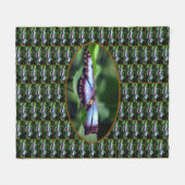 ブルーバタフライクローズアップ自然パターン フリースブランケット (正面(横))