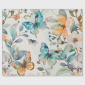 ブルーバタフライコテージコアパターン ラッピングペーパー (フラット)