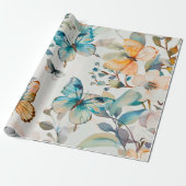 ブルーバタフライコテージコアパターン ラッピングペーパー (アンロールド)