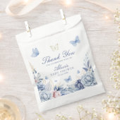 ブルーバタフライサンキューボーイベビーシャワー フェイバーバッグ (クリップ留めされた状態)