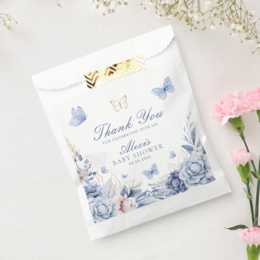 ブルーバタフライサンキューボーイベビーシャワー フェイバーバッグ (封をした状態)