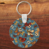 ブルーバタフライシームレスパターン キーホルダー (裏面)