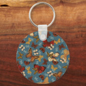 ブルーバタフライシームレスパターン キーホルダー (正面)