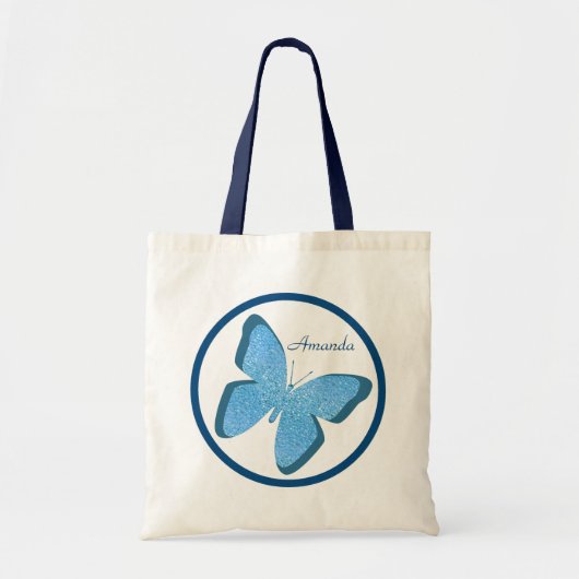ブルーバタフライジュエルパーソナライズされたトートバッグ トートバッグ (正面)