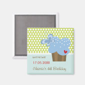 ブルーバタフライスイートカップケーキキッドバースデーパーティー マグネット (正面/裏面)