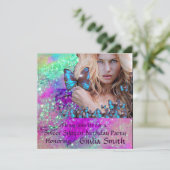 ブルーバタフライスウィート16パーティーモノグラム,シャンパン 招待状 (スタンド正面)