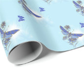 ブルーバタフライダイアゴナルデザインラッピング紙 ラッピングペーパー (ロールコーナー)