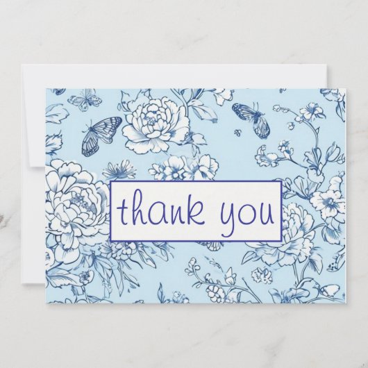 ブルーバタフライチノイ結婚ズリーサンキューカード サンキューカード (正面)