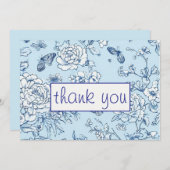ブルーバタフライチノイ結婚ズリーサンキューカード サンキューカード (正面/裏面)