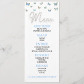 ブルーバタフライテーマの誕生日パーティフラットメニュー メニュー (正面)