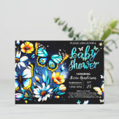 ブルーバタフライドリームランドボーイベビーシャワー 招待状 (スタンド正面)