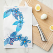 ブルーバタフライハートアメリカンMoJoキッチンタオル キッチンタオル (四つ折り)