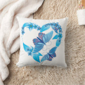ブルーバタフライハートアメリカンMoJo クッション (ブランケット)