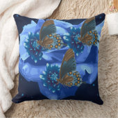 ブルーバタフライバラ枕 クッション (ブランケット)