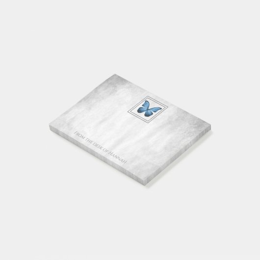 ブルーバタフライパーソナライズされたノート ポストイット (アングル)