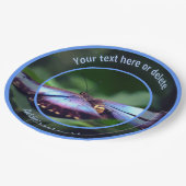 ブルーバタフライパーソナライズされたパーティー ペーパープレート (アングル)