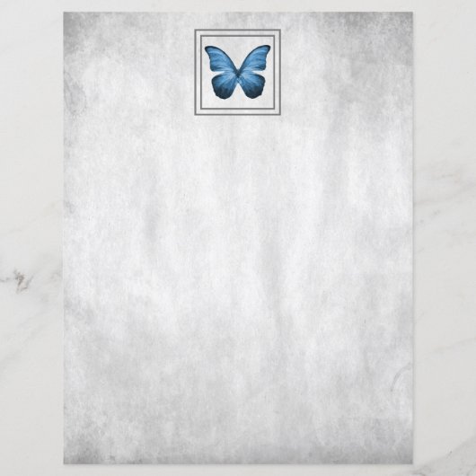 ブルーバタフライパーソナライズされた紙シート (裏面)