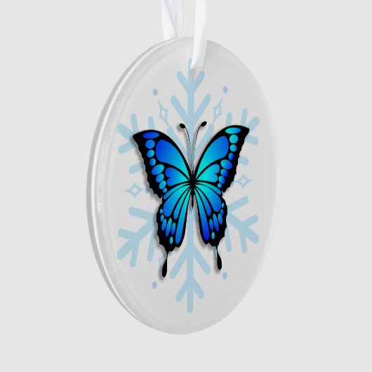 ブルーバタフライパーソナルメッセージクリスマスキープサク オーナメント (正面)