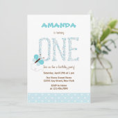 ブルーバタフライファースト誕生日招待状 招待状 (スタンド正面)