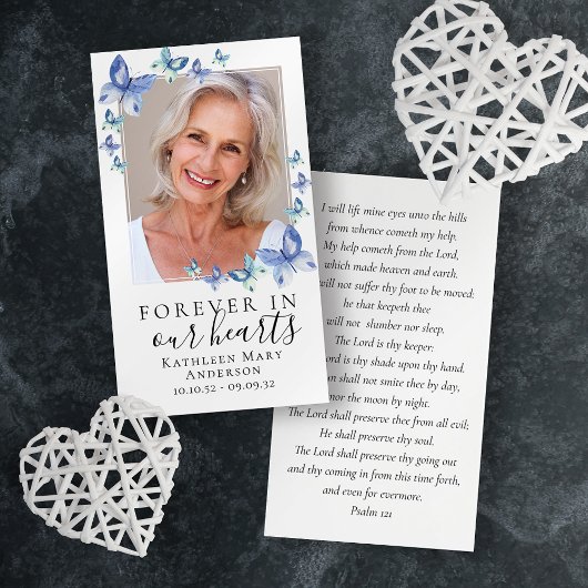 ブルーバタフライフォトメモリアル祈りの言葉カード