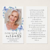 ブルーバタフライフォトメモリアル祈りの言葉カード (正面&裏面)