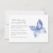 ブルーバタフライフォト悔やみや弔慰葬儀記念 サンキューカード (正面)