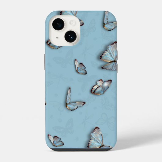 ブルーバタフライフォンケース | かわいいY2Kデザイン iPhoneケース (裏面)
