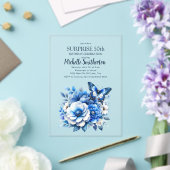 ブルーバタフライフラワーサプライズ50誕生日 アクリル招待状 (インサイチュ (ウェディング))