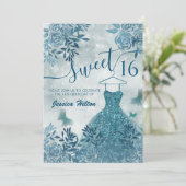 ブルーバタフライフローラガーデンドレスsweet sixteenI 招待状 (スタンド正面)