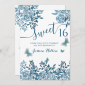 ブルーバタフライフローラガーデンsweet sixteen 招待状 (正面/裏面)