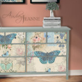 ブルーバタフライフローラスクリプトEphemera Decompage 薄葉紙