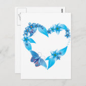 ブルーバタフライフローラハート ポストカード (正面/裏面)