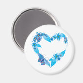 ブルーバタフライフローラハート マグネット (正面/裏面)