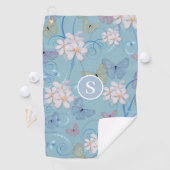 ブルーバタフライフローラモノグラム ゴルフタオル (インサイチュ)