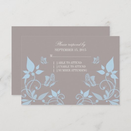 ブルーバタフライフローラ応答カード 出欠カード (正面/裏面)