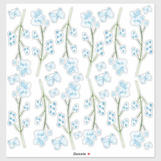 ブルーバタフライヘブンベッドルームウォールセットオブステッカー シール (シート)