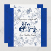 ブルーバタフライベビーシャワーの招待 招待状 (正面/裏面)