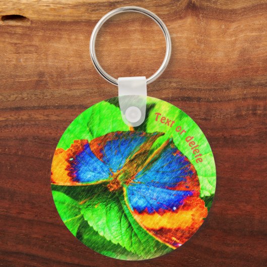 ブルーバタフライペンシルパーソナライズされたアート キーホルダー (裏面)