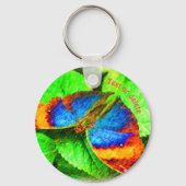 ブルーバタフライペンシルパーソナライズされたアート キーホルダー (裏面)