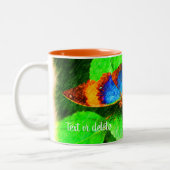 ブルーバタフライペンシルパーソナライズされたアート ツートーンマグカップ (左)