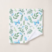 ブルーバタフライボタニカルグリーナリーウォーター色 バスタオルセット (ウォッシュタオル)