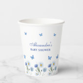 ブルーバタフライボホフローラワイルドフラワーベビーシャワー 紙コップ (正面)