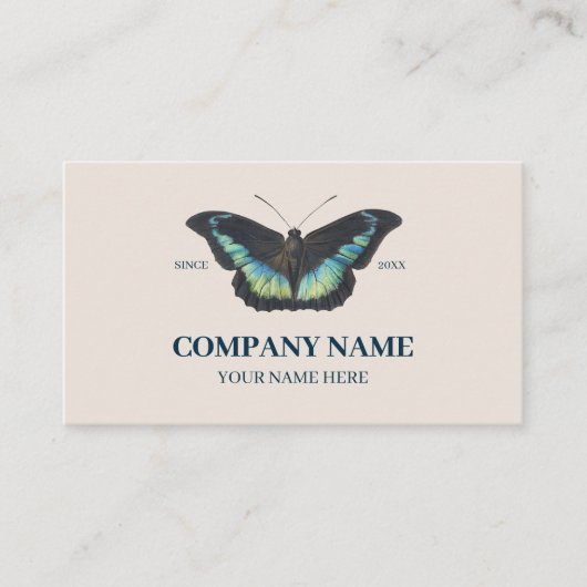 ブルーバタフライミニマリストソーシャルメディアQRコード 名刺 (正面)