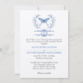 ブルーバタフライモノグラムフォーマル結婚式招待状 招待状 (正面)