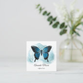 ブルーバタフライライフコーチセラピストインク煙 スクエア名刺 (スタンド正面)