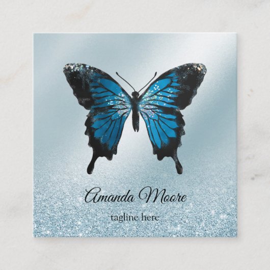 ブルーバタフライライフコーチセラピストホログラフsqua スクエア名刺 (正面)
